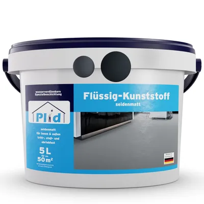 Produktbild von Plid Flüssigkunststoff für Innen & Außen, Anthrazitgrau 5L für ca. 50m² - Betonfarbe, Bodenbeschichtung Terrasse, Werkstatt & Keller - Flüssig PVC