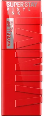 A product shot of a red lipstick tube.