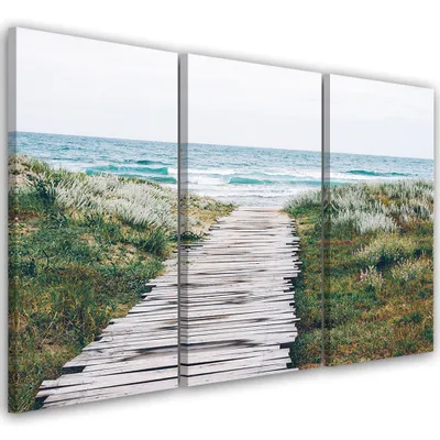 Immagine prodotto di Trittico su tela paesaggi - verde 120x80 cm Feeby verde quadro da parete pronto per essere appeso