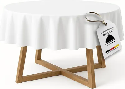 Produktbild von Tischdecke Tischtuch rund Damast weiß 100% Baumwolle Damast 300 cm rund