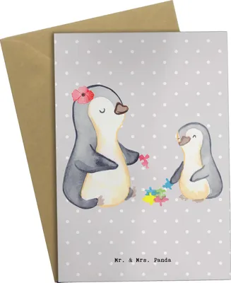 Produktbild von Mr. & Mrs. Panda Grußkarte Sozialpädagogin Herz - Grau Pastell - Geschenk, einladungskarten, osterkarten, dankeskarten, Grußkarten, weihnachtskarten
