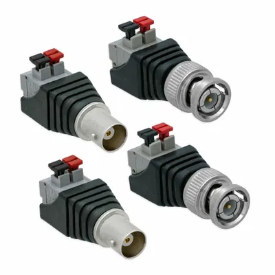 Produktbild von BNC Stecker + BNC Buchse >Terminalblock 2Pin Druck Klemmen Adapter Verbinder Set[2x Stecker + 2x Buchse]