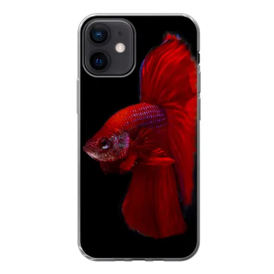 Produktbild von MuchoWow® Handyhülle Schutzhülle Hülle für iPhone 12 Fische - Tiere - Rot Silikon Softcase Handy Hülle - Schutzhülle