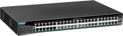 Productafbeelding van YuanLey 48-poorts Gigabit PoE-switch, metalen behuizing, 400W, met SFP-uplink van 1000 Mbps