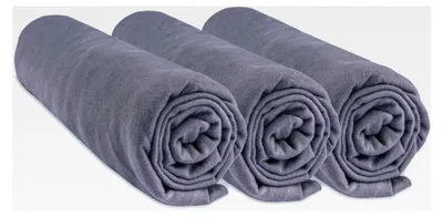 Produktbild von 3er Set Spannbetttücher für Babykörbchen, Babybett, Regenschirm, 100% Baumwolle, dehnbar, weich und atmungsaktiv, Grau, 32 x 72 cm