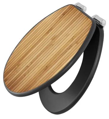 Produktbild von banjado Design WC Sitz Anthrazit mit Absenkautomatik MDF - Bambusholz - hochwertiger MDF Klodeckel/WC-Sitz mit Universal Scharnieren für alle gängigen Toiletten [TDA 10349]
