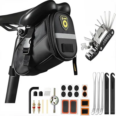 Image de Kit de réparation vélo 16-en-1 Multitool Sacoche de selle VTT Vélo de course
