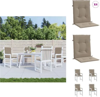 Immagine prodotto di vidaXL Cuscini per sedia da giardino per schienale basso 4 pz. Taupe 100x50x3 cm - Cuscino per seduta