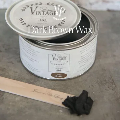 Produktbild von JDL Vintage Paint Antique Wax Möbelwachs 300 ml – Natürliches Antikwachs für Kreidefarbe – Schutz & Vintage Finish – Bienenwachs & Carnaubawachs – Shabby Chic Möbelpflege - Dunkelbraun