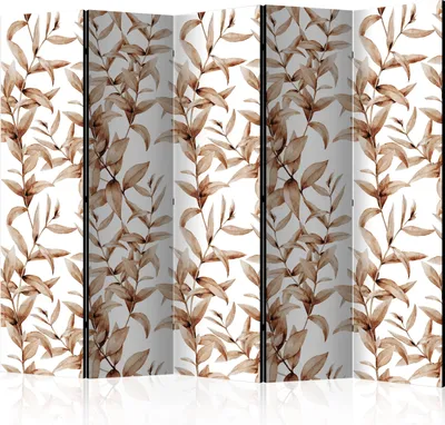 Obrázok produktu pre Paraván jednostranný Leaves 225x172 cm 5-dielny biely