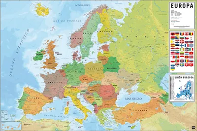 Obrázok produktu pre Plagátová mapa Európy je fyzicky politická