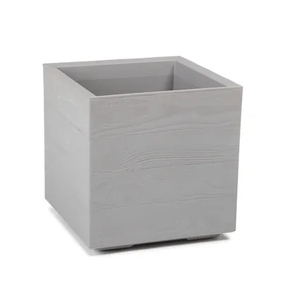 Obrázek produktu pro Květináč Box Plastová vložka Dřevěná konstrukce Šedá 40x40x39cm Květináč Terasa