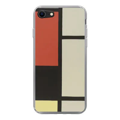 Produktbild von MuchoWow® Handyhülle Schutzhülle Hülle für iPhone 8 Komposition mit rotem Quadrat, schwarz, blau - Piet Mondrian Silikon Softcase Handy Hülle - Schutzhaube