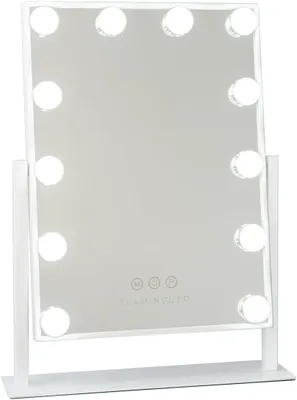 Produktbild von Spiegel mit Beleuchtung – 12 LEDs – 3 Modi – Einstellbare Helligkeit – Touch-Steuerung – Verstellbare Position – Vergrößerungsspiegel inklusive