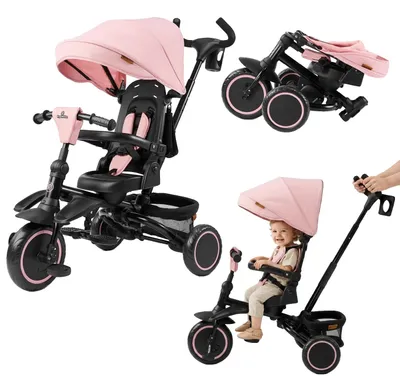 Produktbild von Dreirad, 3-in-1 Design, Integrierter Stauraumkorb, Rosa