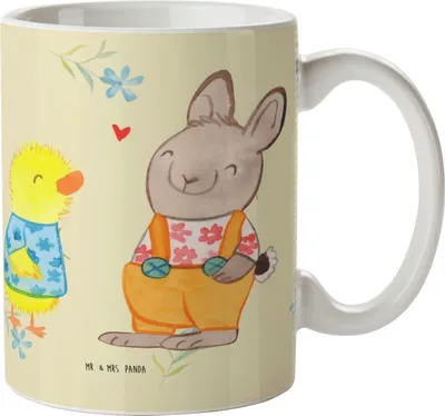 Produktbild von Mr. & Mrs. Panda Tasse Ostern Freundschaft - Blumig - Geschenk, Frühling, Kaffeetasse, Osterhase, Hase, bedruckt, Liebe, Trinkbecher, Ostergrüße, Kaffeebecher, Teetasse