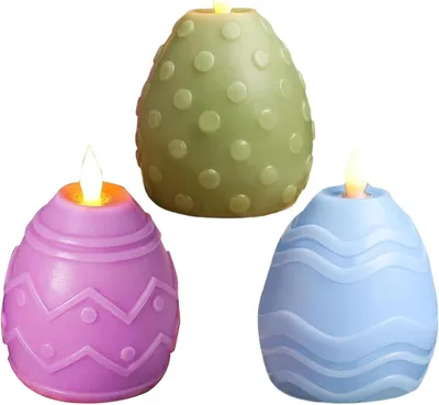 Productafbeelding van Paaskaarsen Set - Vlamloze Kaarsen Eivormige Kaarsen - Feestelijke Decoratie - Gemaakt van Paraffine - 3 stuks - Wit