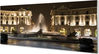 Produktbild von Glasbilder 125x50 Wandkunst Rom Fountain Square Nacht