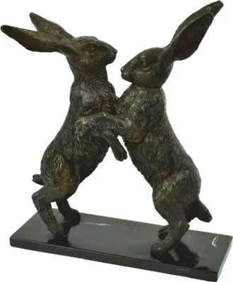 Produktbild von Casa Padrino Luxus Deko Bronze Skulptur Hasen H. 50 cm - Deko Accessoires