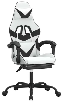 Produktbild von vidaXL Gaming-Stuhl mit Fußstütze Weiß und Schwarz Kunstleder