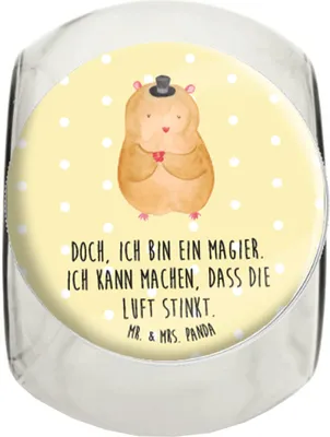 Produktbild von Mr. & Mrs. Panda keksdose glas Hamster Hut XL 2000ml - Gelb Pastell - Geschenk, Bonboniere, Zauberer, Frischhaltedose, Zylinder, Magier, Lustige Sprüche, Kaffeedose