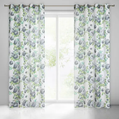 Produktbild von Vorhang MONA weiß grün 140x250 cm  Ösen Ösenvorhang