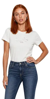 Produktbild von Calvin Klein Jeans 520185 Damen T-Shirt Weiß : Größe - L Größe: L