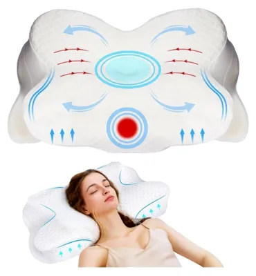Produktbild von Orthopädisches Kissen aus Memory Foam, Antischnarchkissen, Kopfkissen gegen Nackenschmerzen, ergonomisches Nackenstützkissen für Seitenschläfer, Weiß