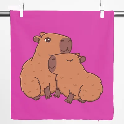 Produktbild von Huuraa Kissenbezug Capybara Paar Comic 40x40cm Fuchsia Baumwolle Dekokissenbezug Geschenkidee