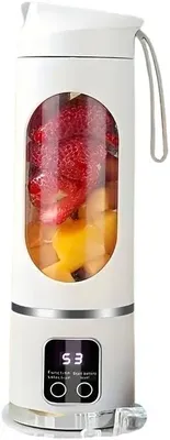 Produktbild von USB-wiederaufladbarer tragbarer Mixer, 450 ml, multifunktional für Smoothies, Kaffee, Matcha, Babynahrung, Weiß