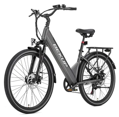 Produktbild von Draixcor V1 E-Bike Cityrad 26 Zoll Tiefeinsteiger, 522Wh Akku, 75 km Reichweite, 250W Heckmotor, Shimano 7-Gang, Federgabel, Farbdisplay, Grau