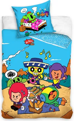 Produktbild von Brawl Stars Bettwäsche für Jungen 135x200 80x80 cm · Motiv El Primo in Linon Qualität mit Reißverschluss · Schöne Wende-Bettwäsche für Kinder