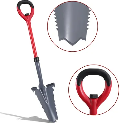 Produktbild von Aopunly Spaten Garten umgekehrtes V-förmiges Blatt Spitz All-in-One Spaten - Gärtnerspaten Rot