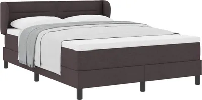 Image de vidaXL Lit boxspring avec matelas brun foncé 160 x 200 cm Tissu