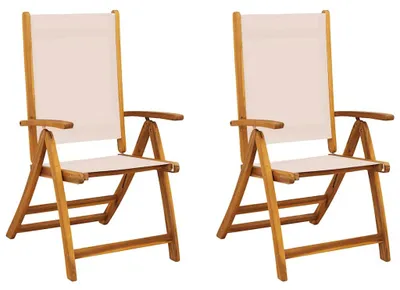 Image de vidaXL, 2 chaises pliantes, en bois d'acacia massif et tissu Textilene