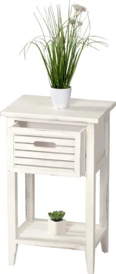 Produktbild von Kommode Beistelltisch, 57x35x27cm, Shabby-Look, Vintage  weiß