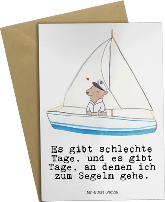 Produktbild von Mr. & Mrs. Panda babykarte Bär Segeln - Weiß - Geschenk, Segeltörn, Yachtclub, einladungskarten, weihnachtskarten, Segelschule, Grußkarte, osterkarten, dankeskarten