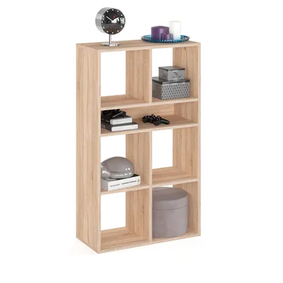 Produktbild von KOMTO Regal Bücherregal Standregal Würfelregal Büroregal Bücherschrank RIM6 für Kinderzimmer Regal Wohnzimmer 65,8 х 30,7 х 112,5 cm Sonoma