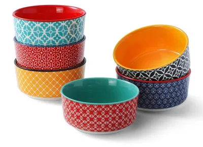 Zdjęcie produktu dla Zestaw 6 małych miseczek do creme brûlée, pojemność 120 ml, porcelana, nadaje się do pieczenia, średnica 9 cm
