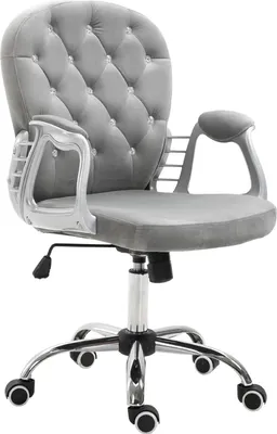 Produktbild von Samtstuhl - Bürostuhl - Höhenverstellbar - Ergonomische Rückenlehne - Drehbar mit Rollen - Mit Armlehnen - 59,5×60,5×93–103 cm - Grau