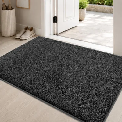 Zdjęcie produktu dla Mata do wycierania wewnętrzna, 50 x 80 cm, nadająca się do prania, kolor: czarno-szary