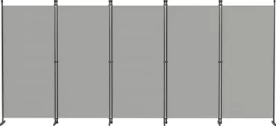 Image de Paravent UISEBRT à 5 panneaux, grand format 400 x 180 cm, gris clair, pliable, opaque, stable, pour séparer les pièces du salon, du bureau ou du jardin
