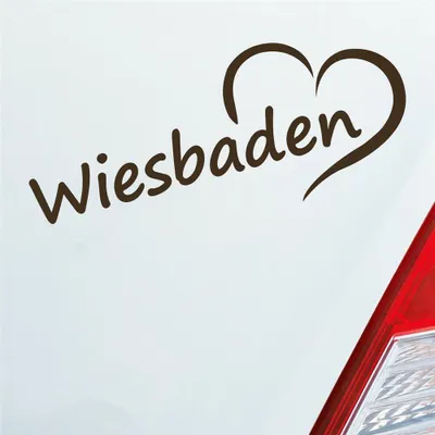 Produktbild von Auto Aufkleber Wiesbaden Herz Stadt City Liebe Love Heart 19,5x8 cm Braun Sticker Heckscheibenaufkleber