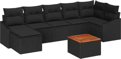 Produktbild von vidaXL Gartensofa-set 8 stk. Schwarz Poly-Rattan