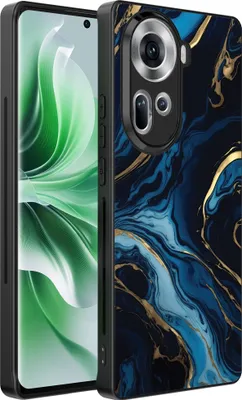 Produktbild von Smartphonica Handyhülle passend für Oppo Reno 11 mit Marmor  aufdruck - TPU Rückseite Fall Gold Blau Marmor Design - Gold Blau