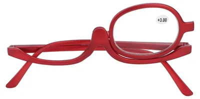 Produktbild von Vergrößerungs-Make-up-Brille, Einzellinse, drehbar, modisches Augen-Make-up für Frauen, Rot (+3,00)