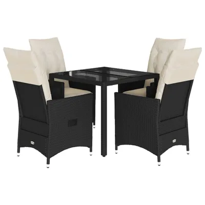 Produktbild von vidaXL 5-tlg. Garten-Essgruppe mit Kissen Schwarz Poly Rattan