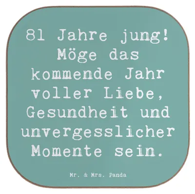 Produktbild von Mr. & Mrs. Panda Untersetzer für Gläser Spruch 81. Geburtstag - Meeresbrise - Geschenk, Geburtstagsfeier, Glas, Coaster, gläseruntersetzer, Geburtstagsgeschenk, Tassen
