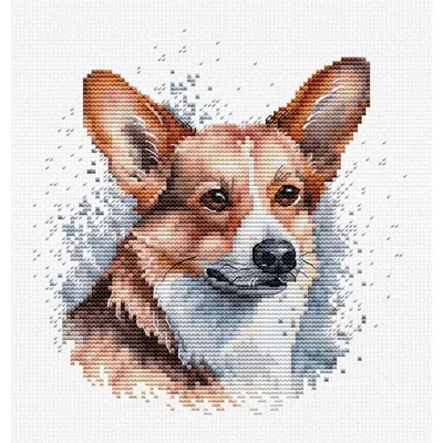 Produktbild von Luca-S Kreuzstich Stickpackung mit Stickrahmen "Waliser Corgi", Zählmuster, 14x15cm