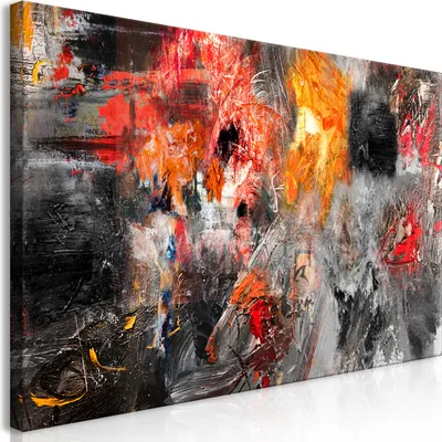 Produktbild von Wandbild Mega XXXL Abstrakt 250x125 cm Einteiliger XXL-Format Kunstdruck zur Selbstmontage Leinwandbilder moderne Bilder DIY Wanddekoration Wohnung Deko grau rot orange Textur a-A-0376-ak-a